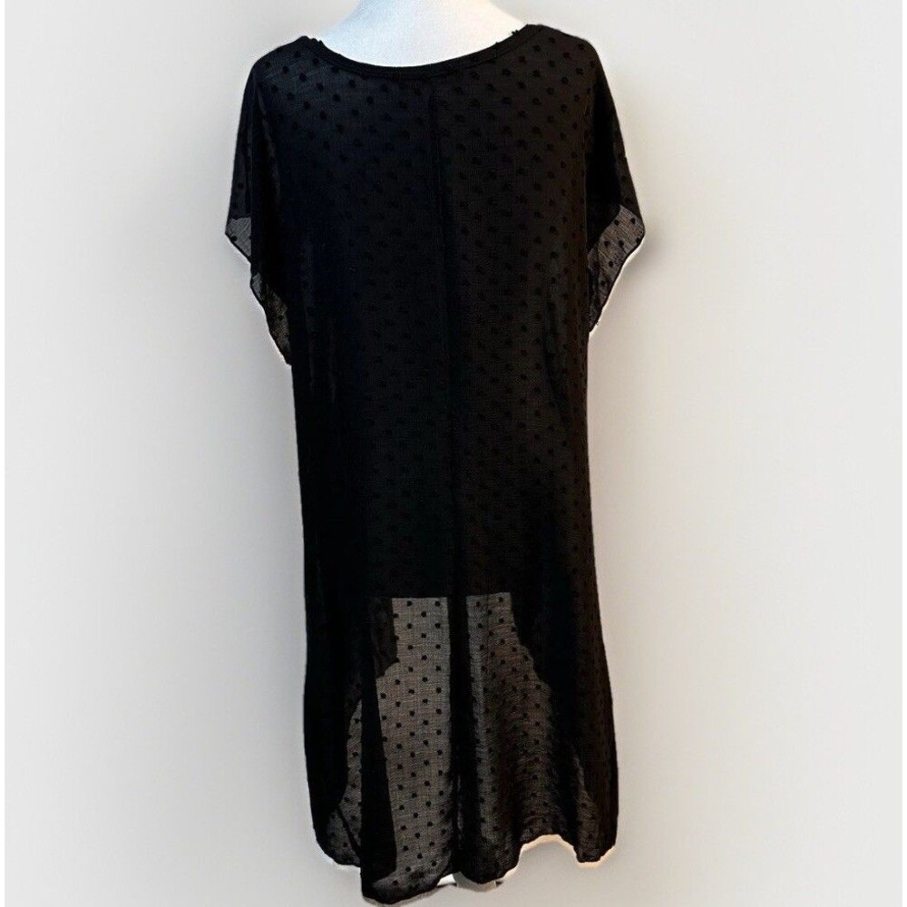 Kim & Cami Black lightweight textured black polka dots Hi Lo pullover Top L - Picture 3 of 6